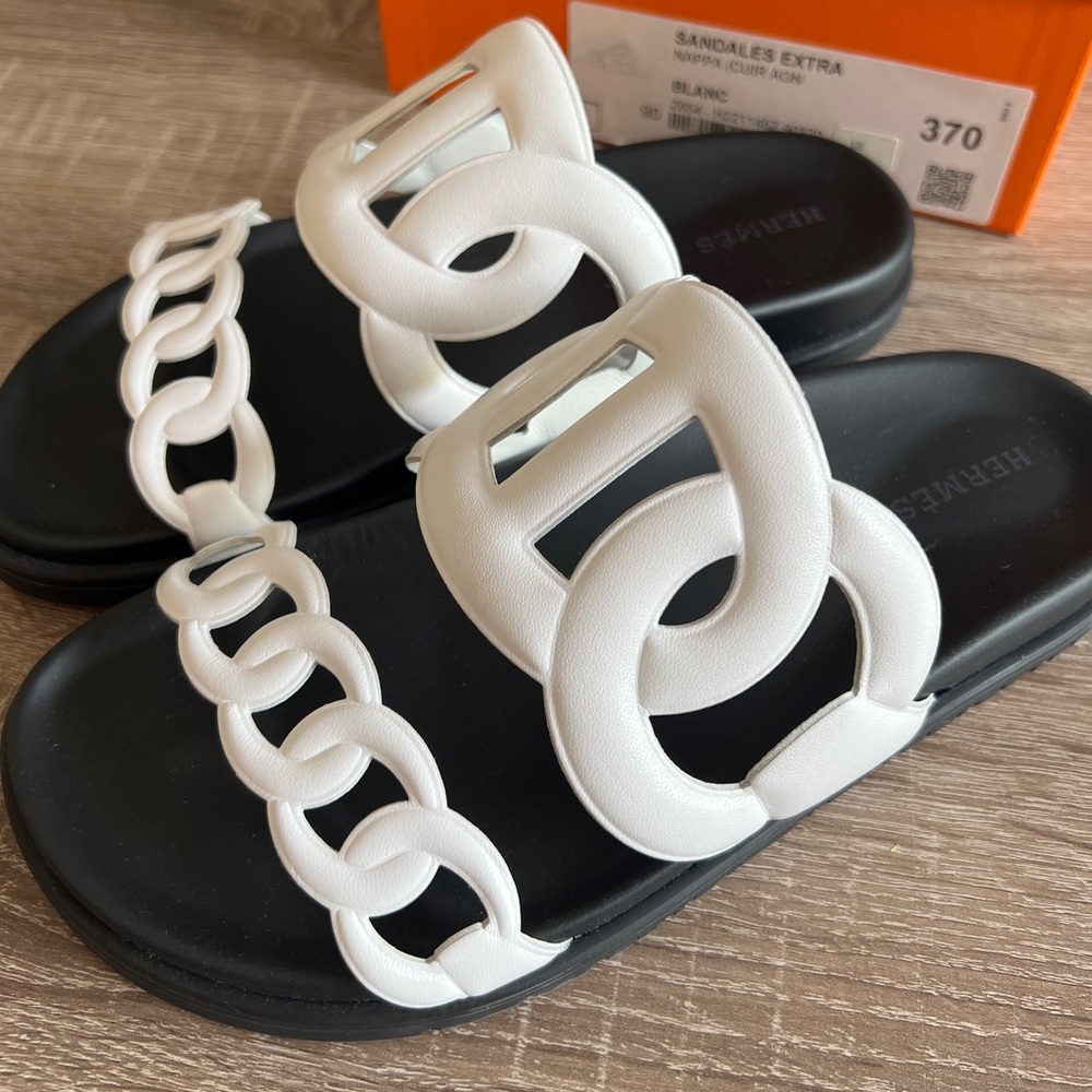 Authentic Hermes Extra sandals - black & white sz 37